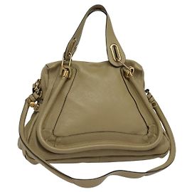 Chloé Bolsa de mão em couro Chloe Paraty 2 vias marrom ouro Auth sw570 Marrom Dourado