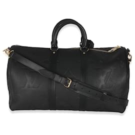 Louis Vuitton-Louis Vuitton Black Monogram Empreinte Giant Keepall Bandouliere 45-Black
