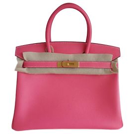 Hermès Sac Hermes Birkin 30 rose azalée / étoupe Rose Gris