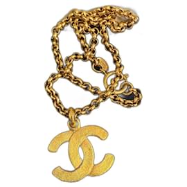 Chanel-Chanel Vintage Large Gold CC Logo Pendant Chain Necklace-Gold hardware