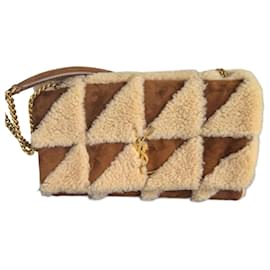 Yves Saint Laurent Jamie Brown Suede Bag Beige Light brown