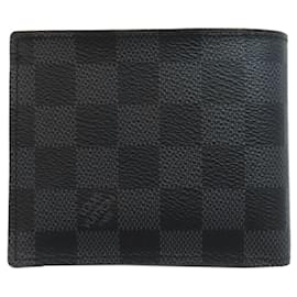 Louis Vuitton-Portefeuille bi-fold Damier Graphite Louis Vuitton-Damier ebène