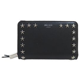 Carteira bi-fold com motivo de estrela com studs Jimmy Choo Preto