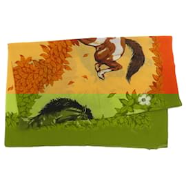 Hermès-Hermes Horse Print Cotton Scarf-Orange
