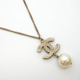 Chanel-Chanel Necklace Coco Mark GP Plated Fake Pearl-Black,Golden