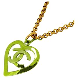 Chanel-Chanel Gold Plated Necklace with Coco Mark Heart Motif-Golden