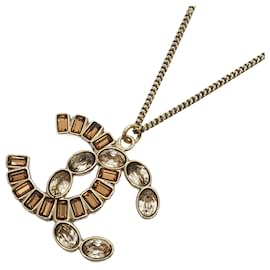 Chanel-Chanel Coco Mark Necklace-Brown,Golden