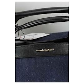 Alexander Mcqueen-Leather tote bag-Blue