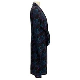 Gucci-Gucci Black / Teal Silk Logo Tie Front Dress-Black