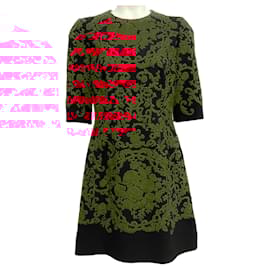 Dolce & Gabbana-Dolce & Gabbana Black / Red Embroidered Dress-Red