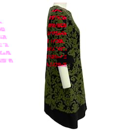 Dolce & Gabbana-Dolce & Gabbana Black / Red Embroidered Dress-Red