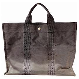 Hermès-Sac fourre-tout MM gris Hermes Air Line-Marron