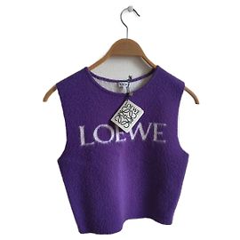 Spring Summer 2023 Loewe brushed wool blend tank top in purple jacquard knit Purple