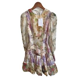 Zimmermann-Zimmermann Luminosity Sensory Flip Flower Organza Belt Dress-Multiple colors