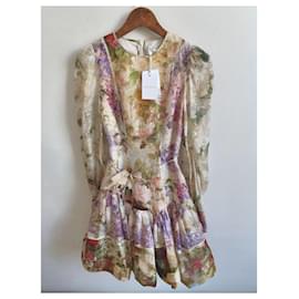 Zimmermann-Zimmermann Luminosity Sensory Flip Flower Organza Belt Dress-Multiple colors