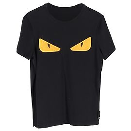 Fendi Monster Rundhals-T-Shirt aus schwarzer Baumwolle Schwarz
