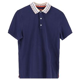 Polo com colar Zig-Zag Missoni em algodão azul marinho Azul Azul marinho