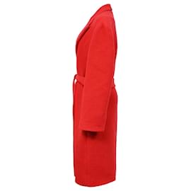 Sandro-Sandro Felted Coat with Belt in Red Wool-Red