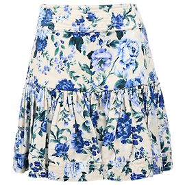 Falda mini con volantes en algodón estampado floral Zimmermann Moncur Otro