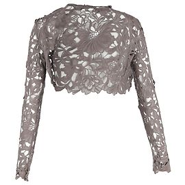 Temperley London Floral Lace Shrug aus grauem Polyester Grau