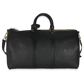 Louis Vuitton-Louis Vuitton Black Monogram Empreinte Giant Keepall Bandouliere 45-Black