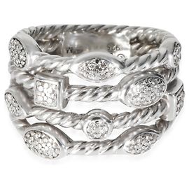 David Yurman Sterling Silver Diamond Confetti Ring Silvery Metallic