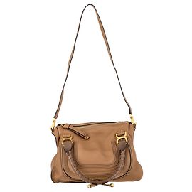 Bolsa Marcie Medium Chloé em couro de bezerro marrom Marrom Vermelho