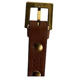 Valentino Garavani-Valentino Garavani Rockstud Bracelet in Brown Leather-Brown,Red