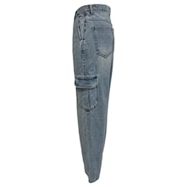 Autre Marque- The Frankie Shop Wide-Leg Cargo Jeans in Blue Cotton-Blue,Light blue