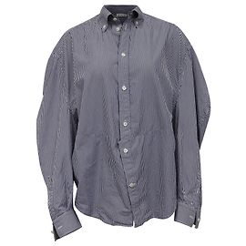 Balenciaga Hemd mit Streifen aus blauer Baumwolle Blau