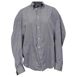 Balenciaga- Balenciaga Pinstripe Button-Down Shirt in Blue Cotton-Blue