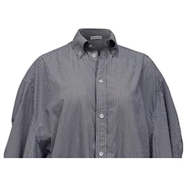 Balenciaga- Balenciaga Pinstripe Button-Down Shirt in Blue Cotton-Blue