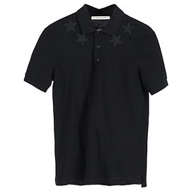 Polo de algodão preto com aplique de estrela Givenchy Preto