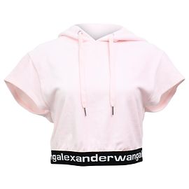 Felpa corta Alexander Wang T. in velluto a coste rosa Rosa