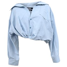 Camicia Cropped Mejean Jacquemus in Cotone Blu Blu Blu chiaro