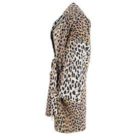 Balenciaga-Balenciag Belted Coat in Animal Print Cotton-Other