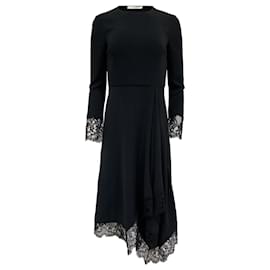 Givenchy-Givenchy Asymmetric Chantilly Lace-trimmed Cady Dress In Black Viscose-Black