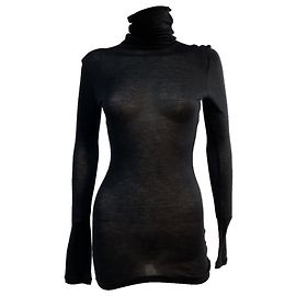 Transparente Rollkragenoberteil aus schwarzer Kaschmir von Giambattista Valli Schwarz