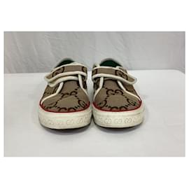 Gucci-Gucci Tennis 1977 Velcro Closure Sneakers in Brown Canvas-Brown