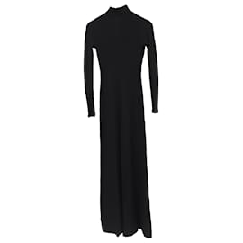 Balenciaga- Balenciaga Ribbed Turtleneck Maxi Dress in Black Viscose-Black