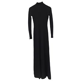Balenciaga Ripp-Turtleneck-Maxikleid aus schwarzer Viskose Schwarz