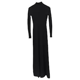 Balenciaga- Balenciaga Ribbed Turtleneck Maxi Dress in Black Viscose-Black