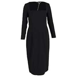 Autre Marque-Emilia Wickstead Erletta Double  Crepe Midi Dress in Black Polyester-Black