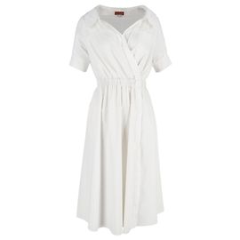 Abito camicia midi in popeline arricciato Altuzarra Lydia in cotone bianco Bianco