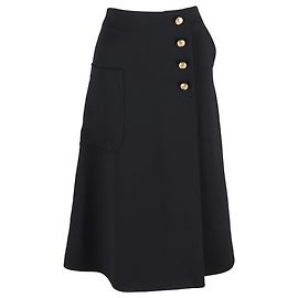 Mulberry Buttoned Midi Skirt in Black Polyester Black