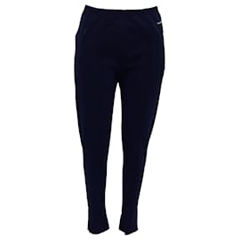 Balenciaga- Balenciaga Gartered Slim-Fit Trousers in Navy Blue Polyester-Blue,Navy blue