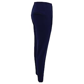 Balenciaga- Balenciaga Gartered Slim-Fit Trousers in Navy Blue Polyester-Blue,Navy blue
