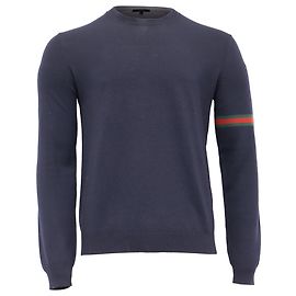 Gucci Rundhals-Pullover aus marineblauer Wolle Blau Marineblau