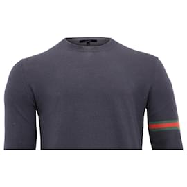 Gucci-Gucci Crew Neck Sweater in Navy Blue Wool-Blue,Navy blue