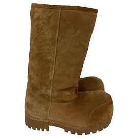 Bottes mi-mollet en daim marron Balenciaga Alaska Sheared Marron Rouge